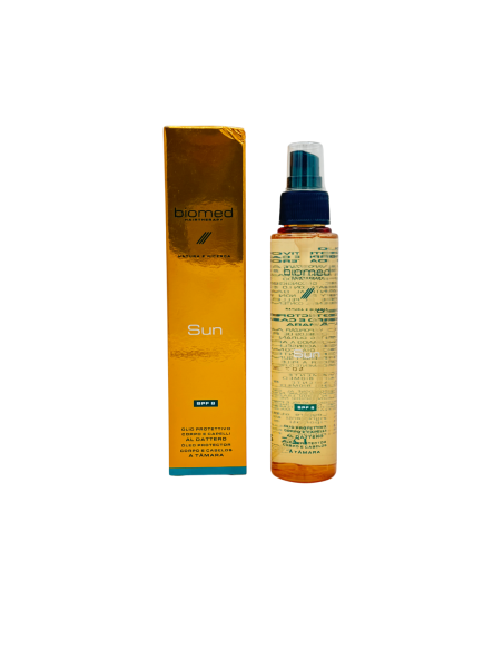 BIOMED SUN Aceite protector SPF8 cabello y cuerpo con dátil